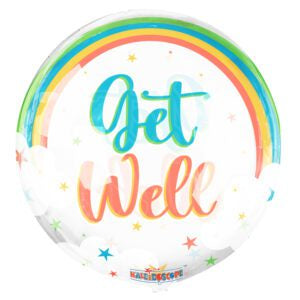 Get Well Rainbow Clearview Balloon 18”