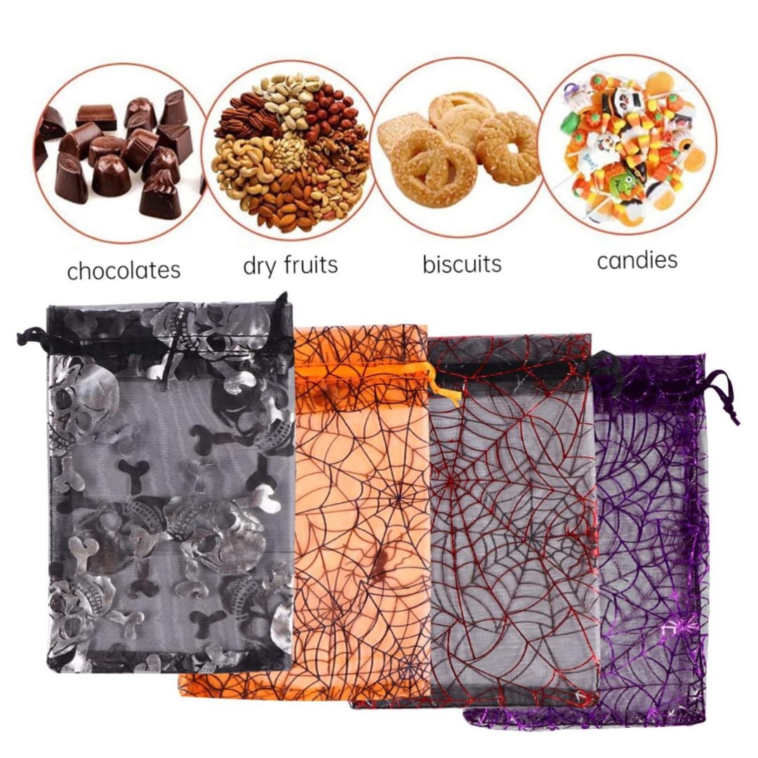 Bolsas Organza Foil Halloween - 4 Estilos (x5u)