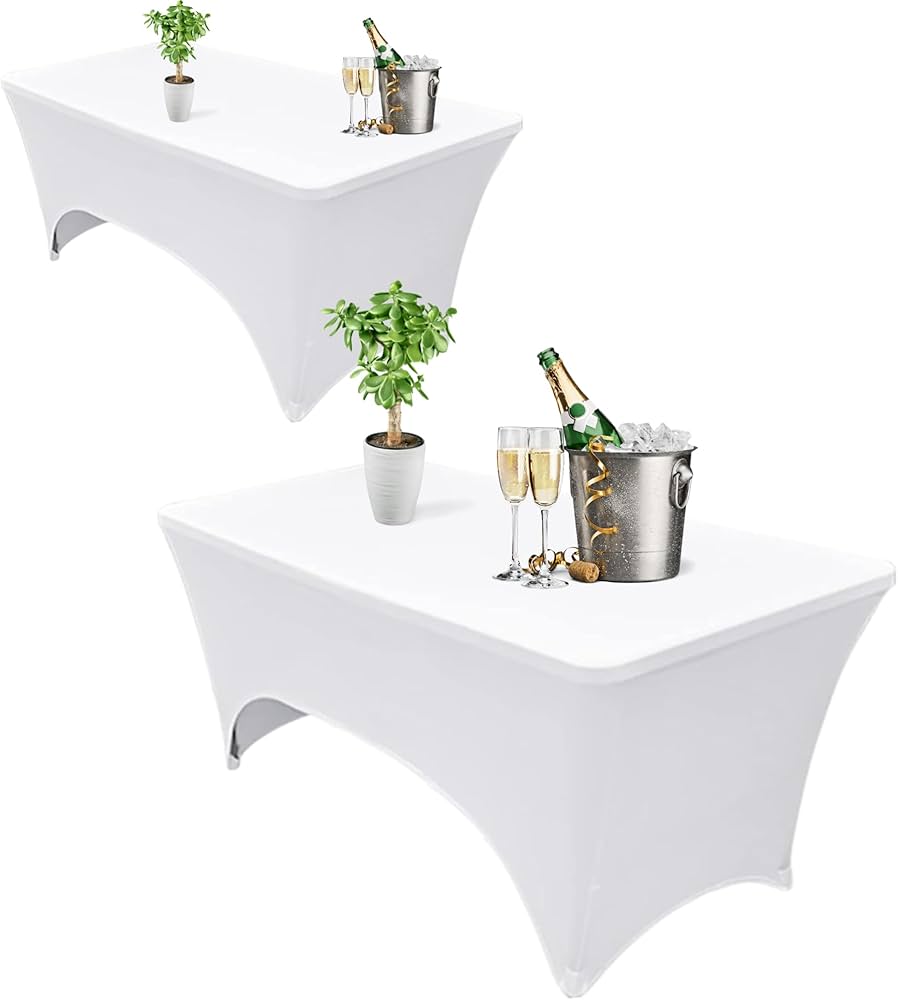 MANTEL RECTANGULAR DE SPANDEX 6FT - BLANCO