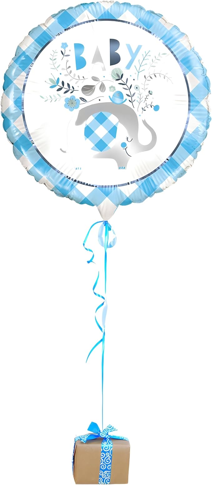 Globos Redondos de Elefante Floral de Papel de Aluminio Azul (18 pulgadas)