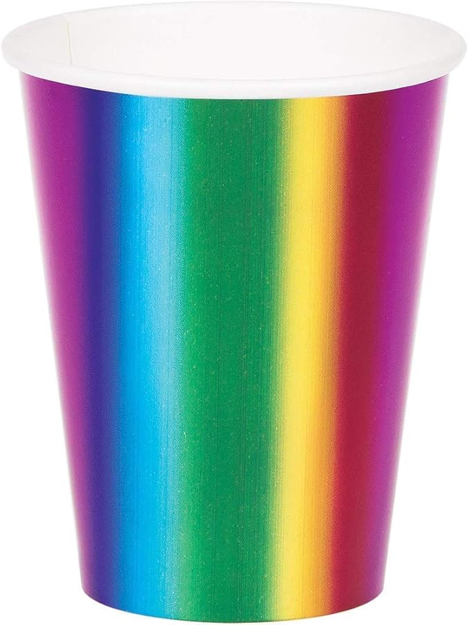Vasos Rainbow Foil 9oz (x8u)