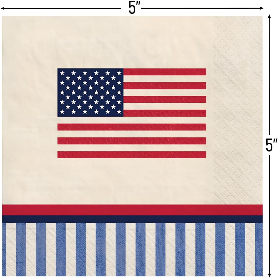 Americana Stripe Beverage Napkins (x16u)