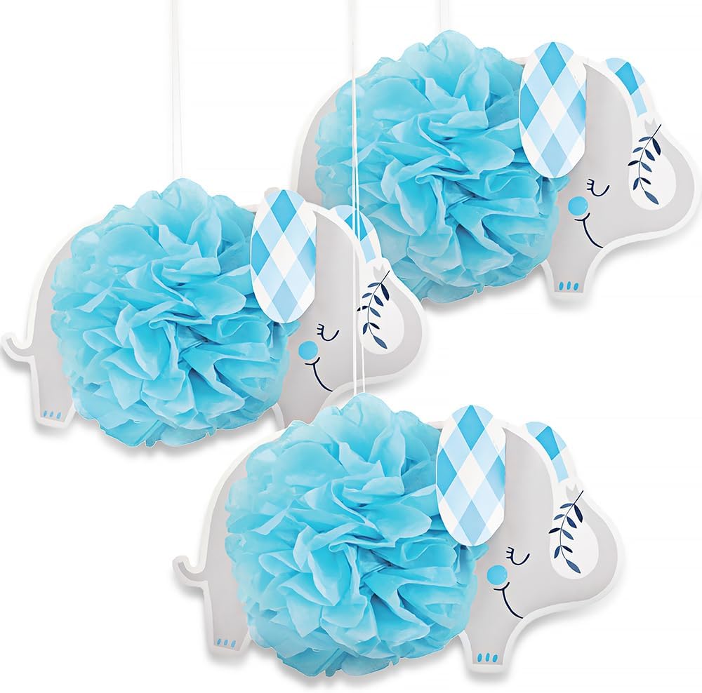 Pompones Colgantes Decorativos Blue Elephant (x3u)
