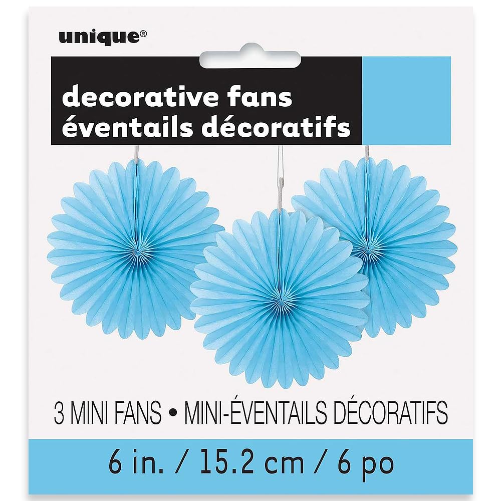 Paper Fans 6ct Power Blue