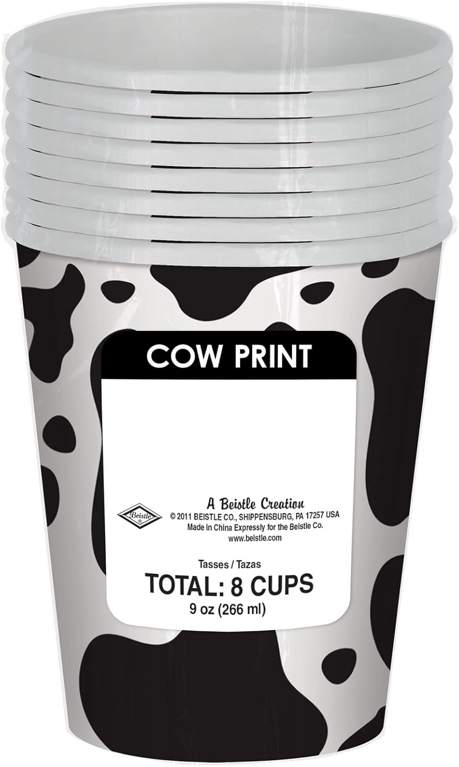Cow Print Vasos 9oz (x8u)