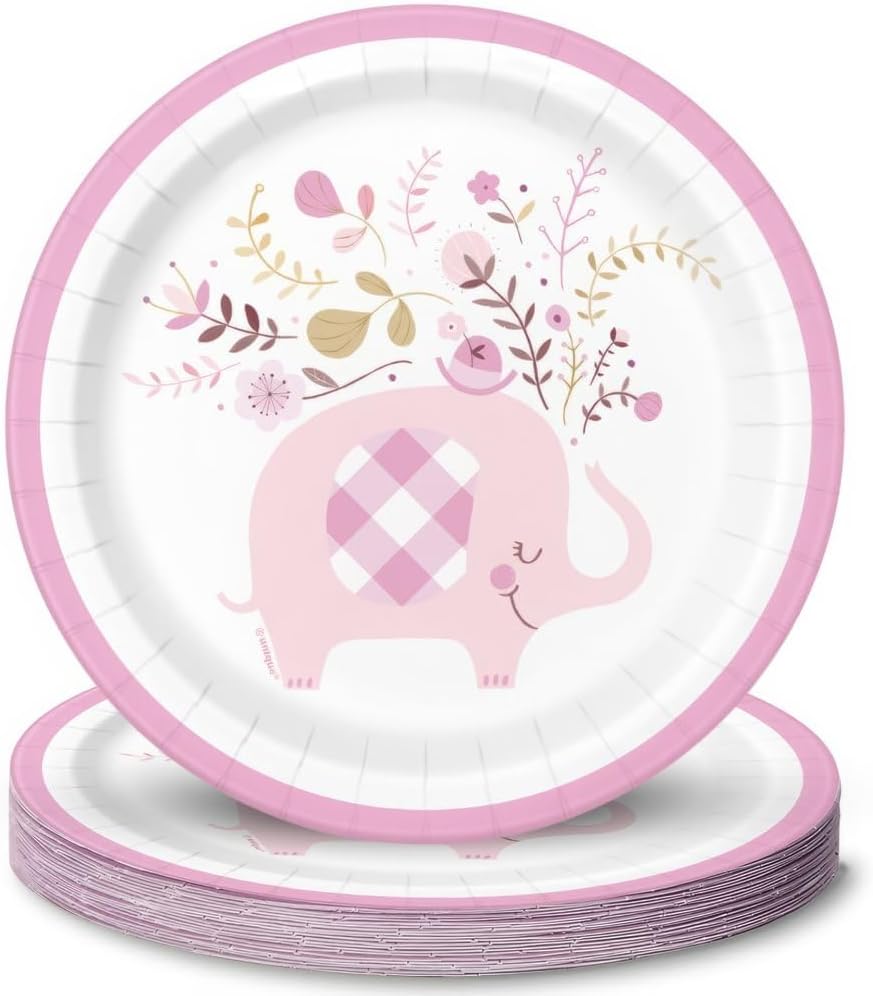Floral Pink Elephant Platos 7" (x8u)