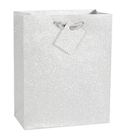SILVER GLITTER MED GIFT BAG