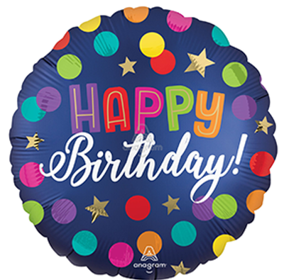 18" Foil Birthday Blue Confetti Balloon
