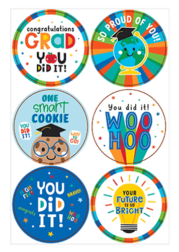 GRADUATION FUN STICKERS 24CT