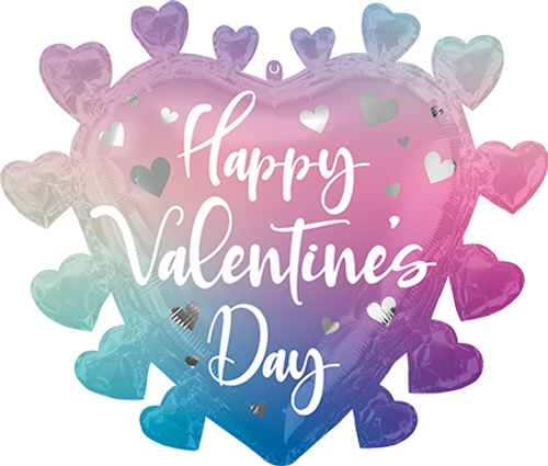 Happy Valentines Day Ombre Hearts Super Shape