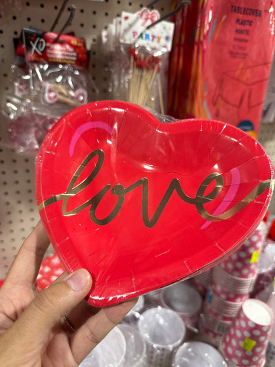 Red & Pink Valentine Bride Heart Plates 7" 8pcs