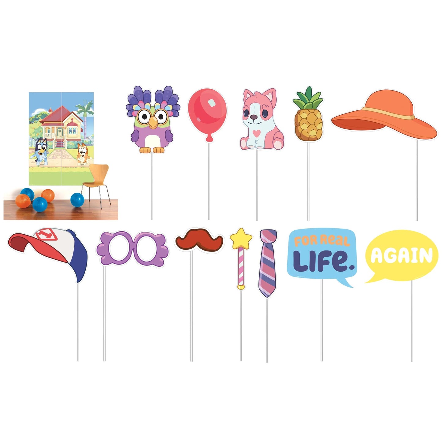 Bluey Backdrop and Photo Props (x12u)