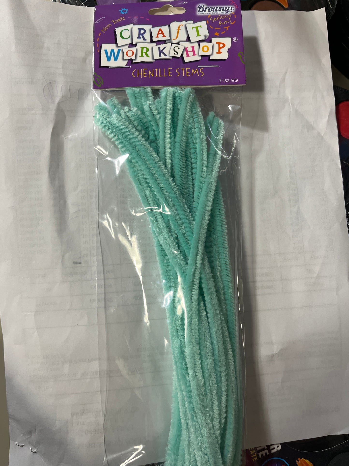 Chenille Stem Aqua 12” x 25pcs
