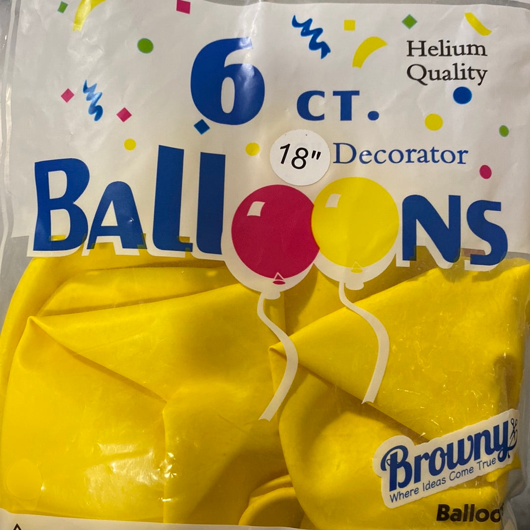 Globo Latex 18" Yellow (6u)