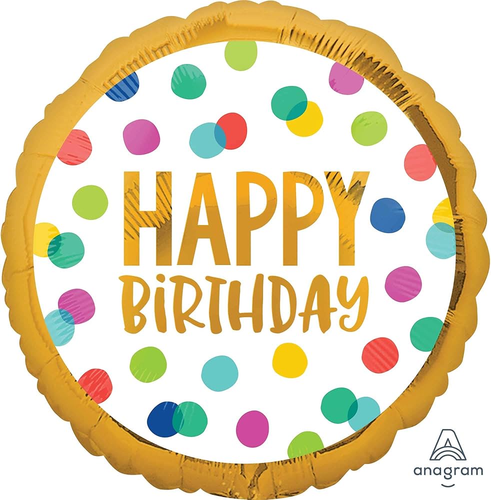 Happy Birthday Foil Balloons Gold Confetti