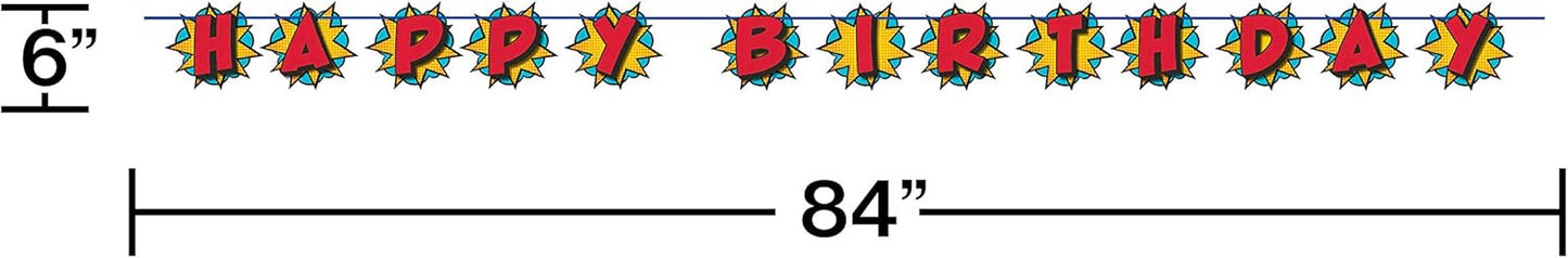 SuperHero Banner "Happy Birthday" 7ft x 6in (x1u)