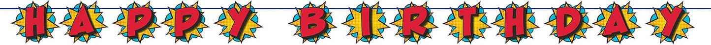 SuperHero Banner "Happy Birthday" 7ft x 6in (x1u)