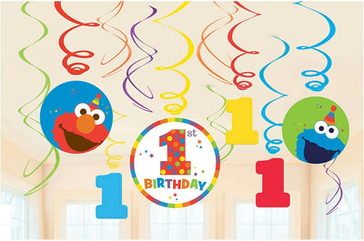 Elmo Sesame Street One Espirales Decorativos (x12u)
