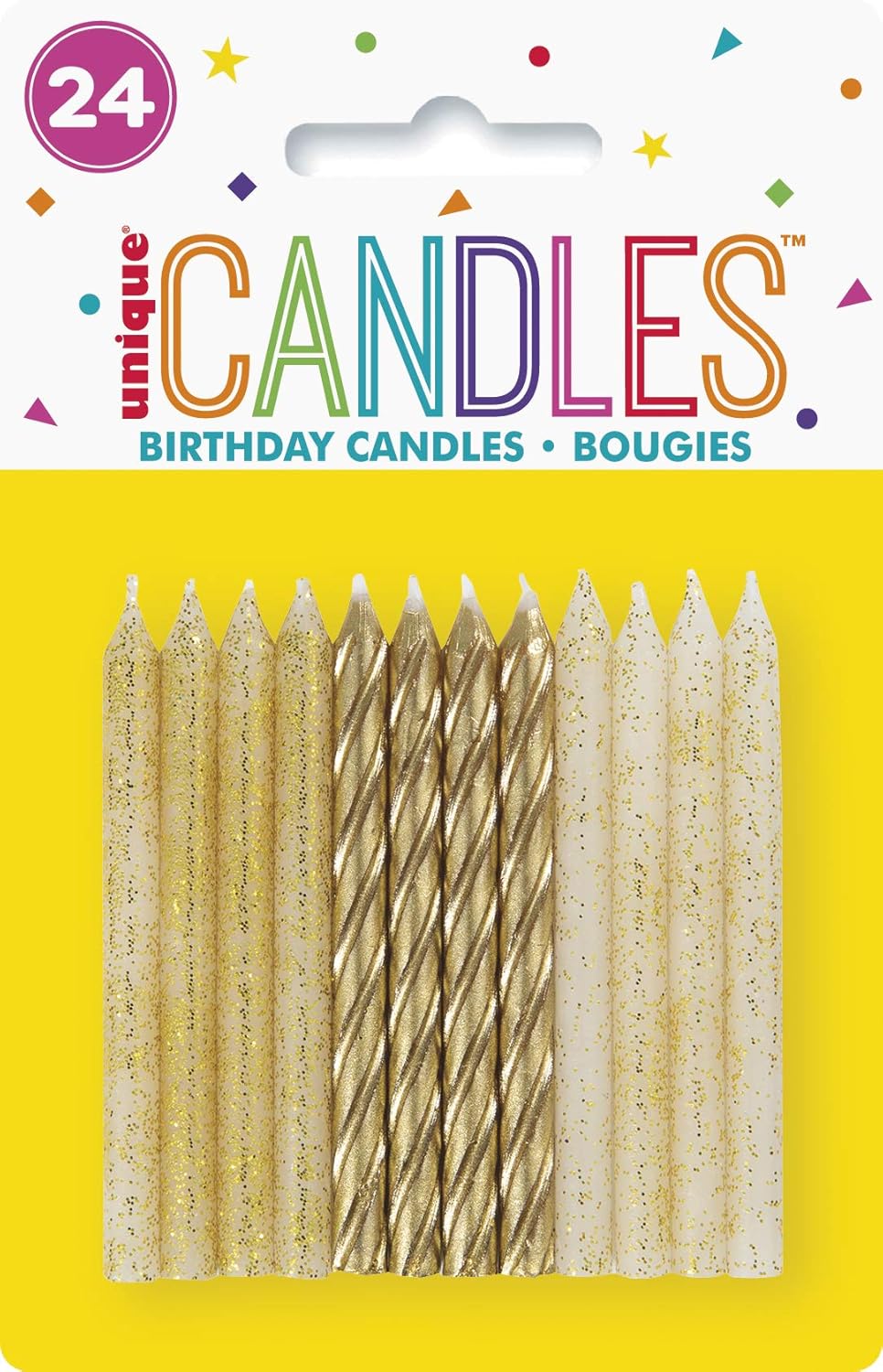 Glitter & Gold Spiral Candles (x24u)