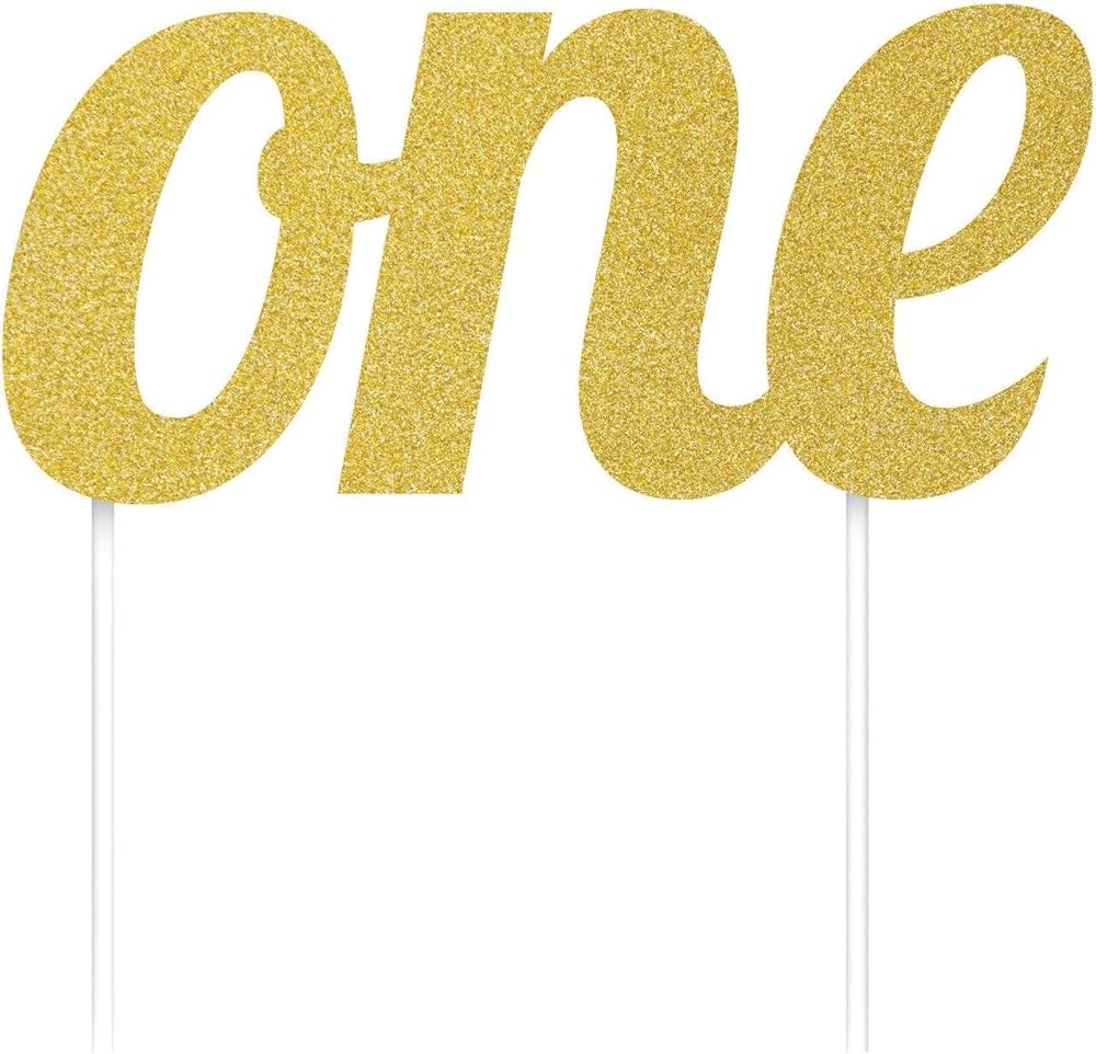 Cake Topper "One" Glitter Gold (x1u)