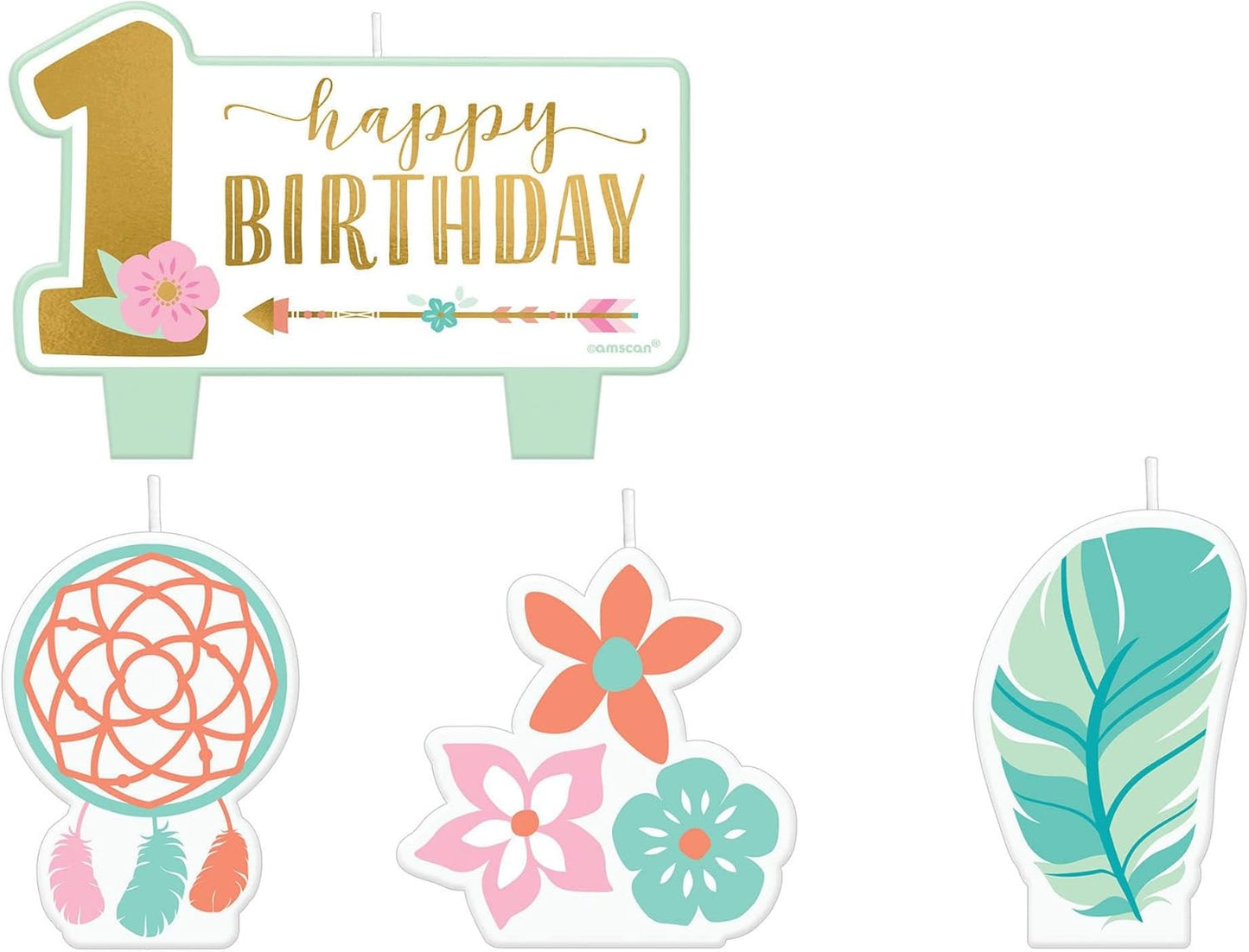 Boho One Birthday Candle Set (x4u)