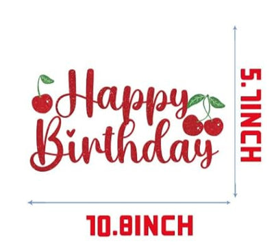 Cherry Party Cake Topper "Happy Birthday" (x1u)