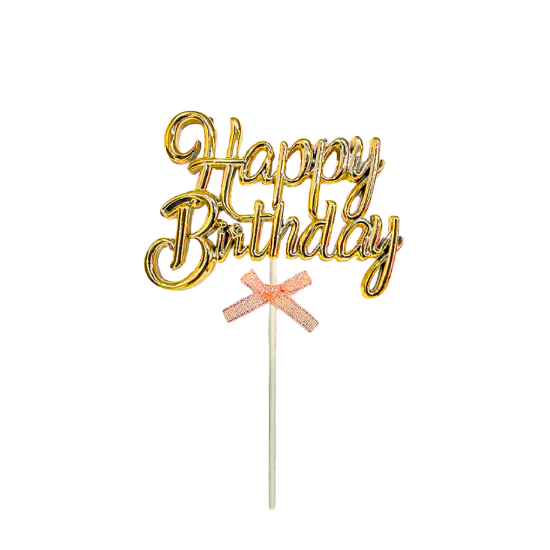Cake Topper Happy Birthday Cursiva Lazo