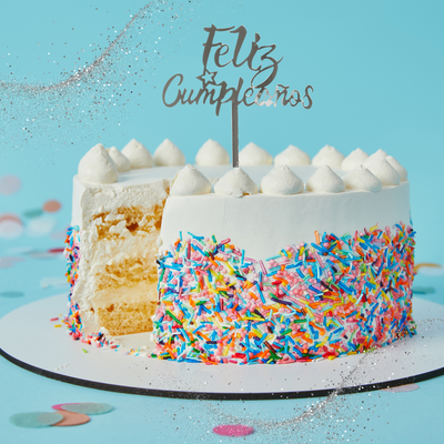 Feliz Cumpleaños Cake Topper Silver