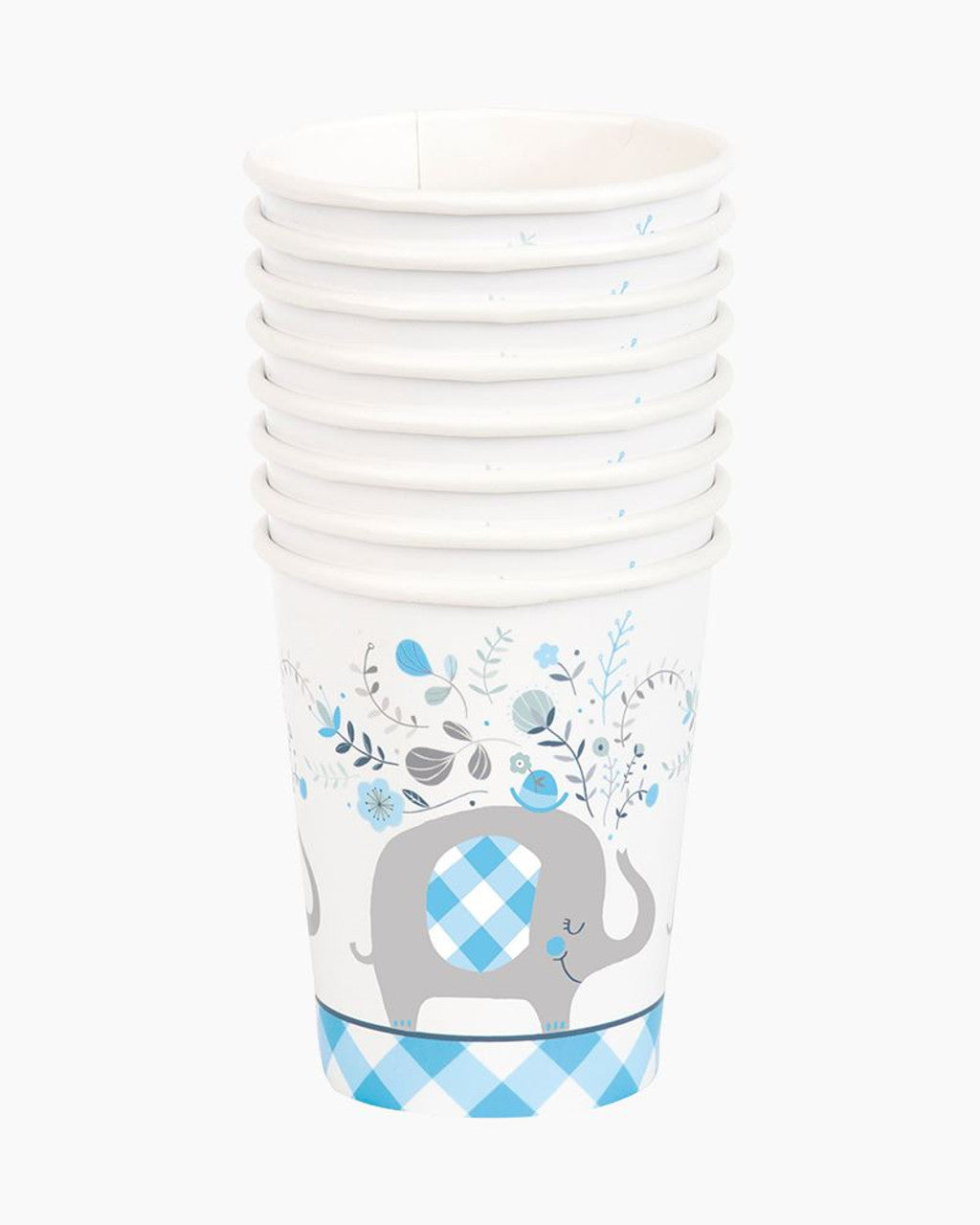 Floral Blue Elephant Vasos 9oz (x8u)