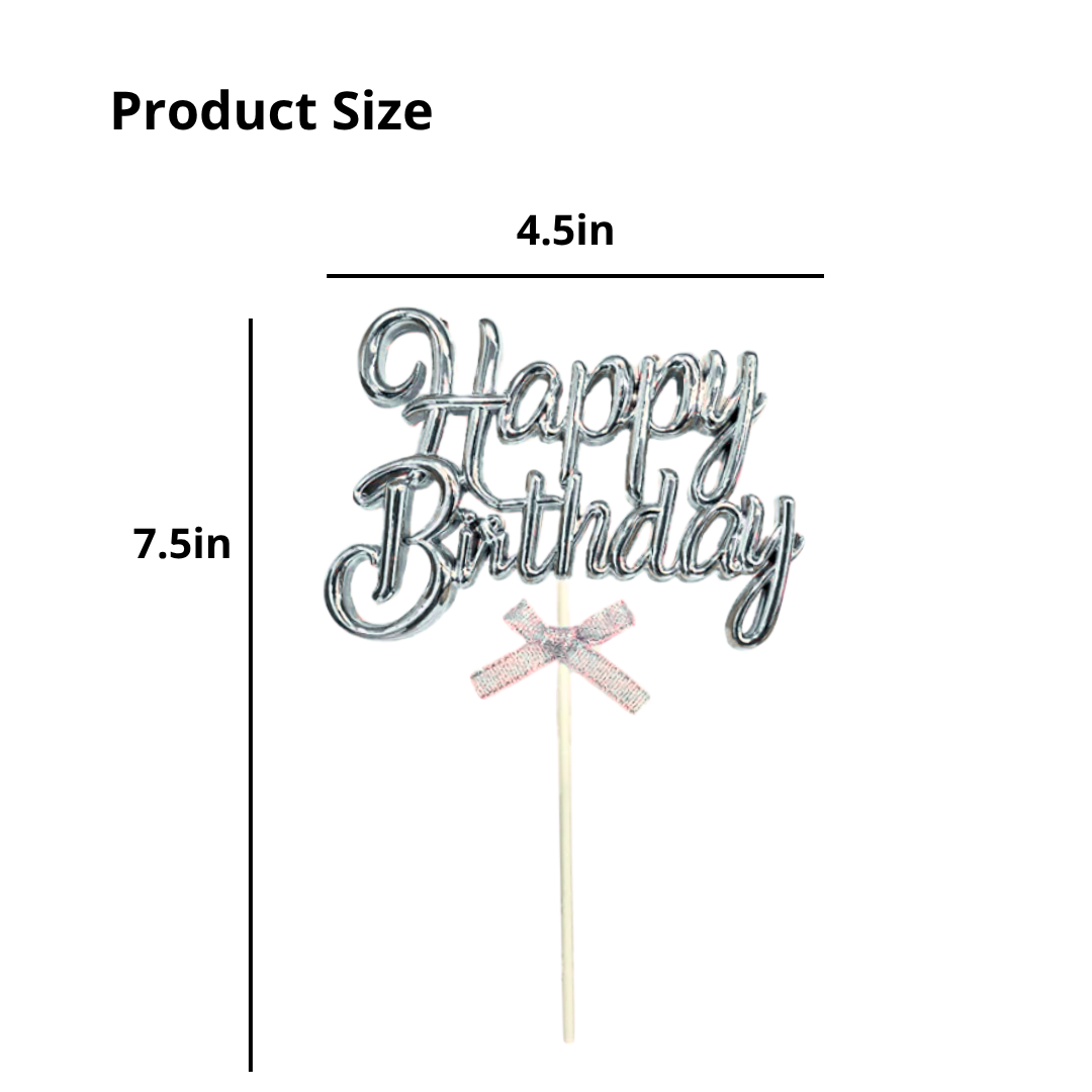 Cake Topper Happy Birthday Cursiva Lazo