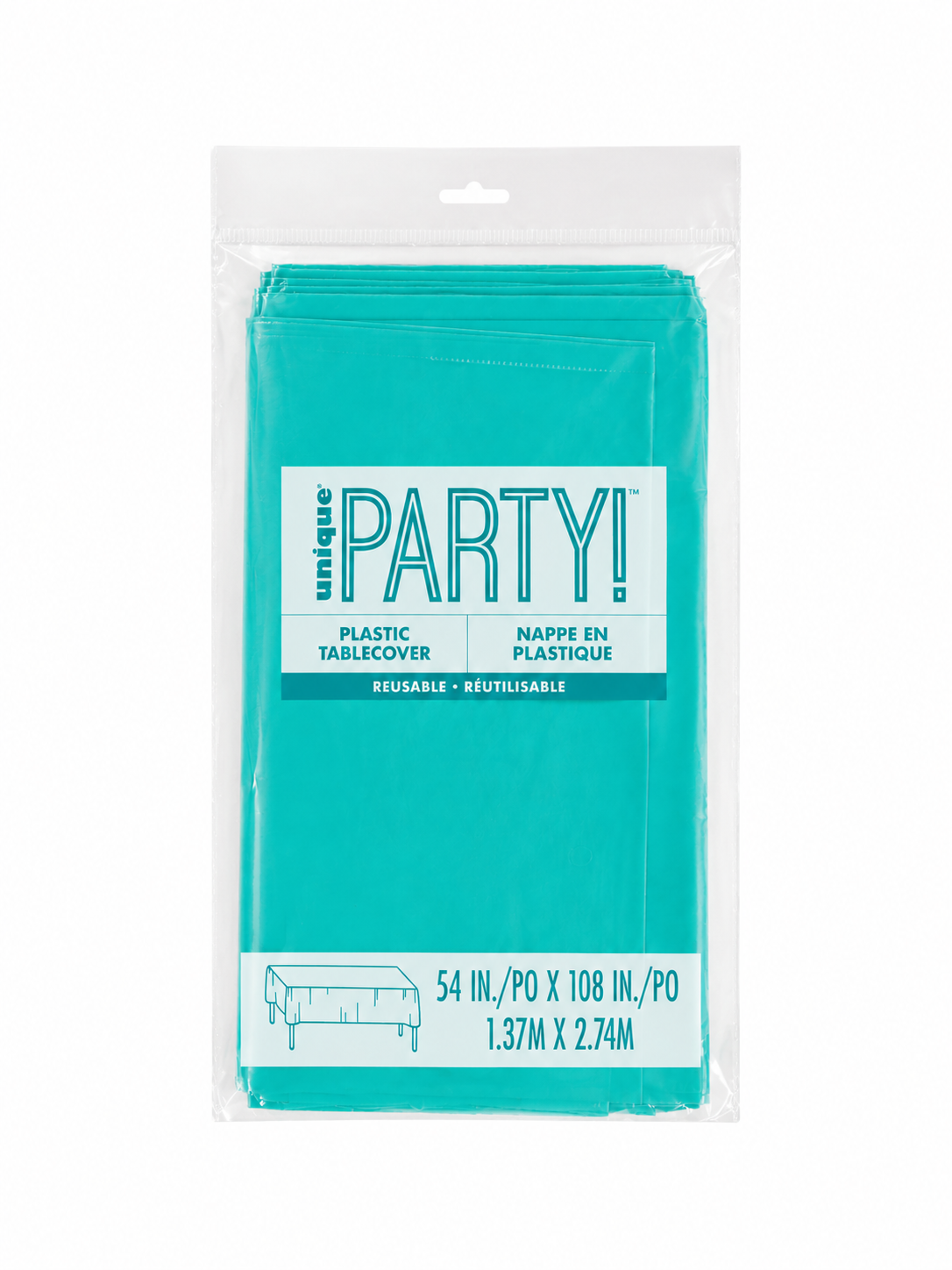 Teal Plastic Tablecover 54in x 108in