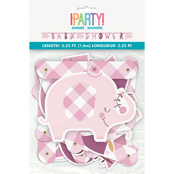 Banner "Baby Shower" Pink Elephant (x1u)