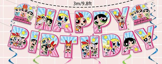 Powerpuff Banner "Happy Birthday"