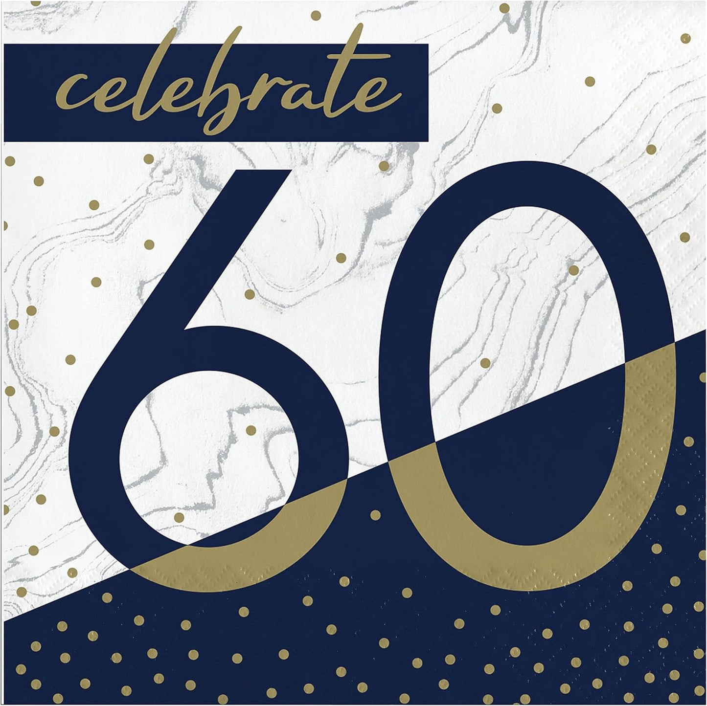 Beverage Napkins 60 Navy and Gold (x16u)