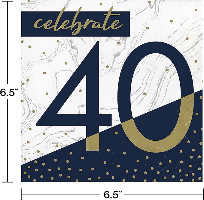 Beverage Napkins 40 Navy and Gold (x16u)