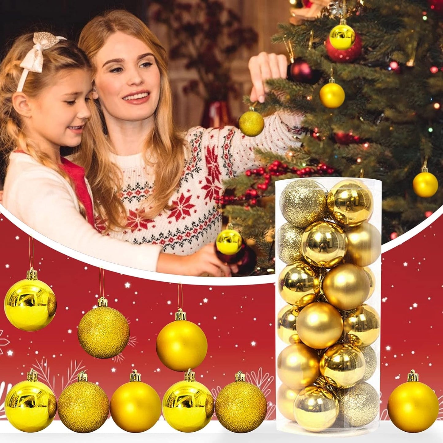 Pelota/Bola de Navidad Colores - Medianas 2.4in (x24u)
