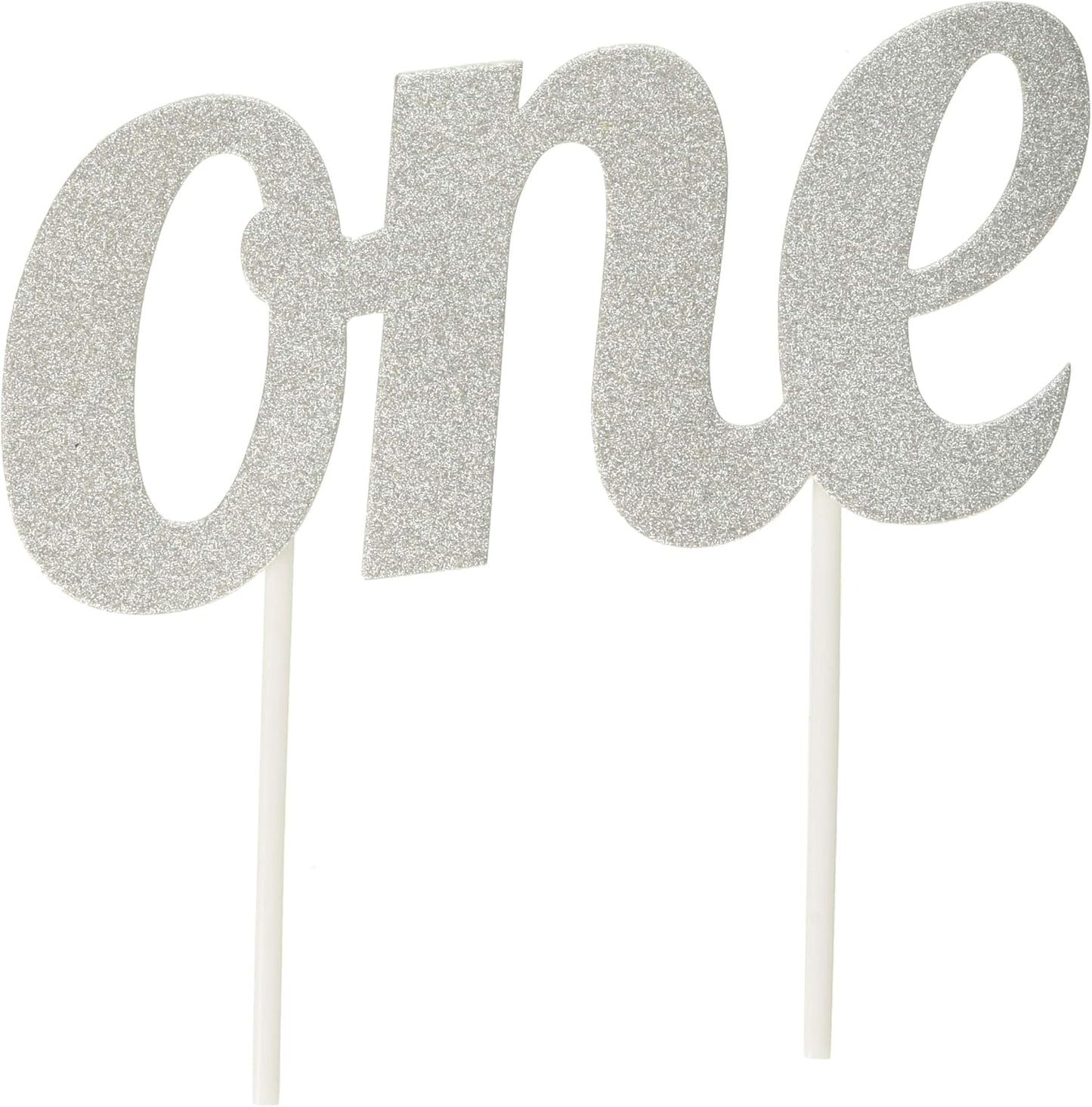 Cake Topper "One" Glitter Silver (x1u)