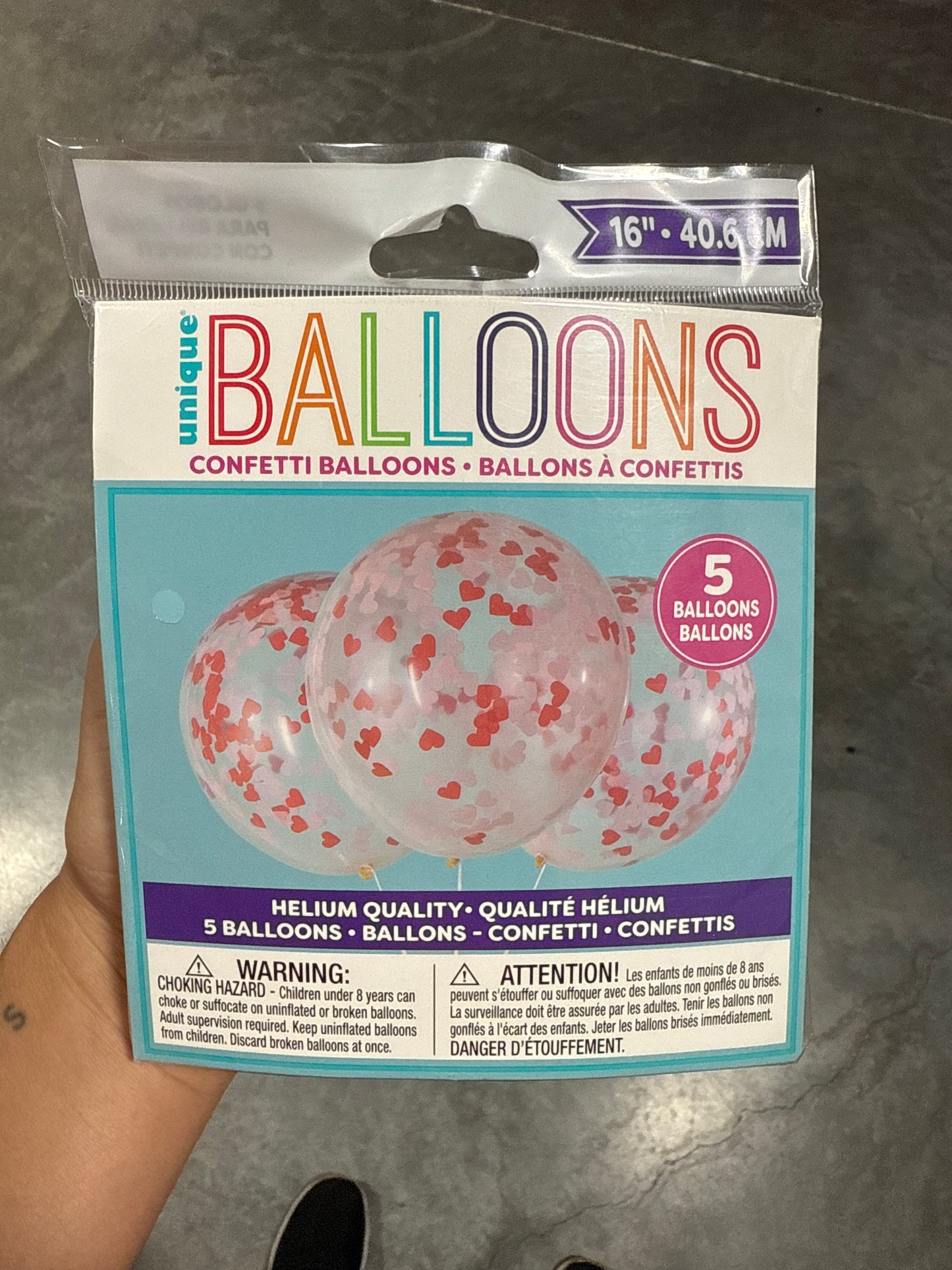 Globo con Confeti de corazón 16” (x5u)