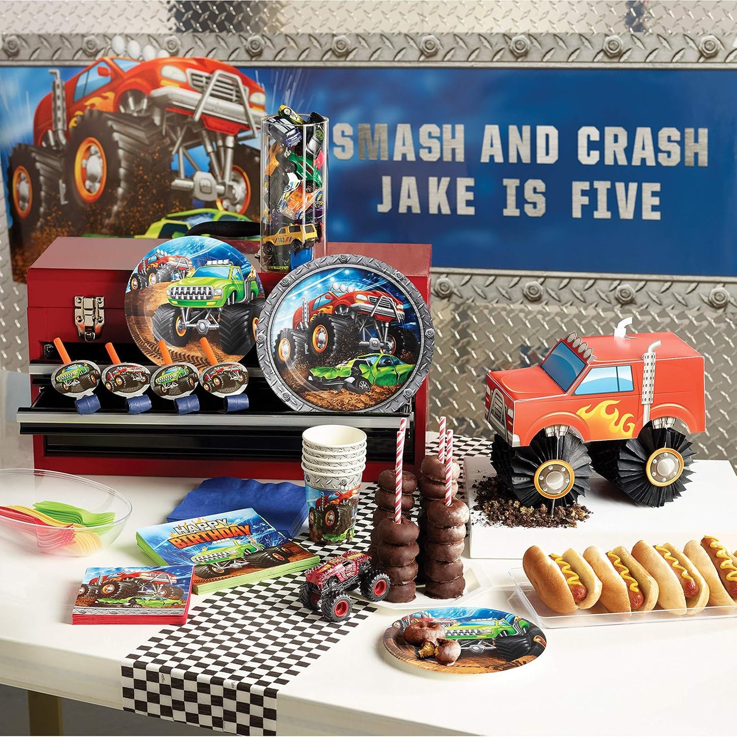 Monster Truck Rally Banner "Happy Birthday"
