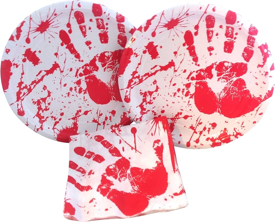 Halloween Bloody Handprints Plates 9" (x8u)