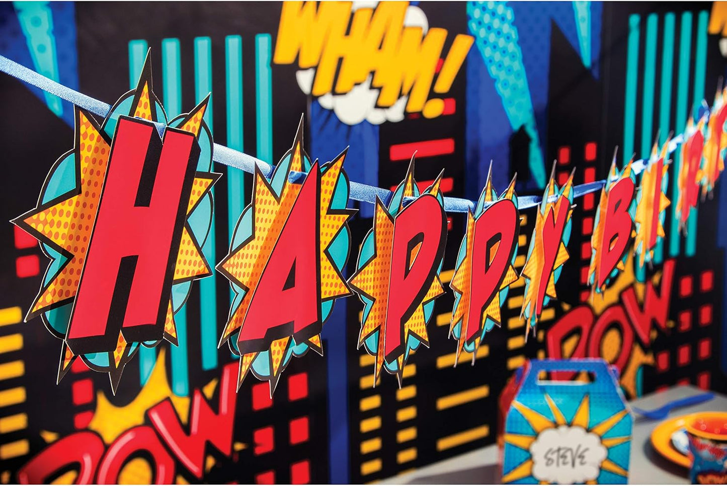 SuperHero Banner "Happy Birthday" 7ft x 6in (x1u)
