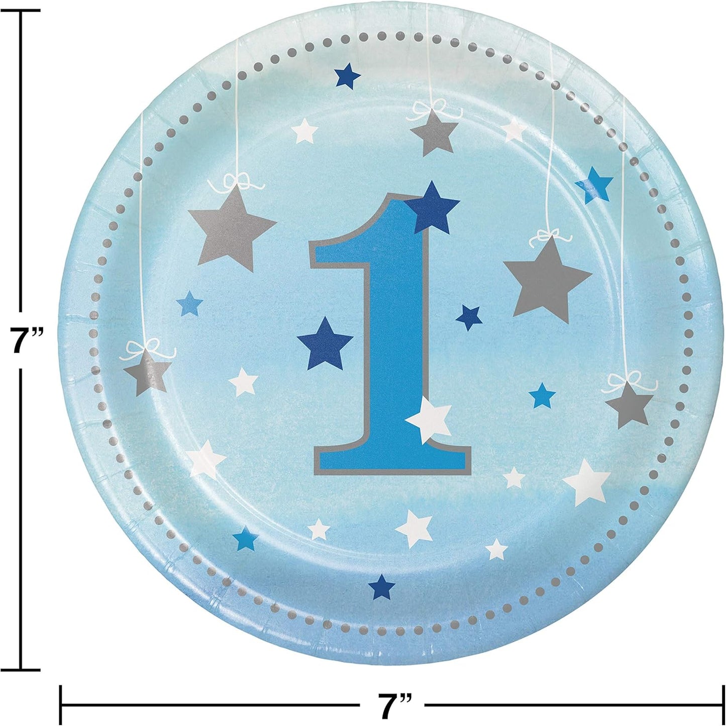 One Little Star Blue Platos 7" (x8u)