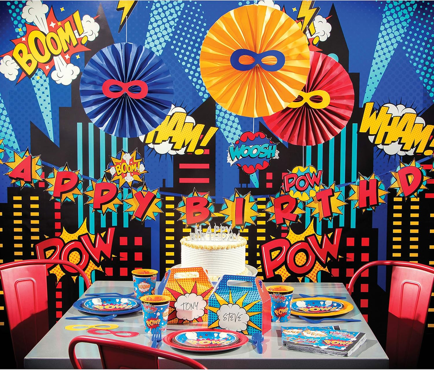 SuperHero Banner "Happy Birthday" 7ft x 6in (x1u)