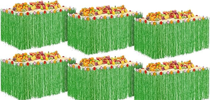 Falda de Mesa Hawaiana 108"x29" (Color Natural y Verde)