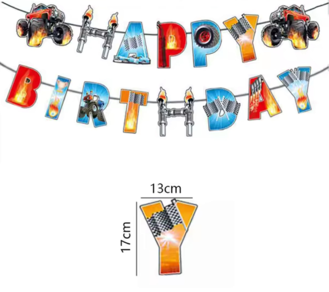 Monster Truck Birthday Decoration - Banner (x1u)