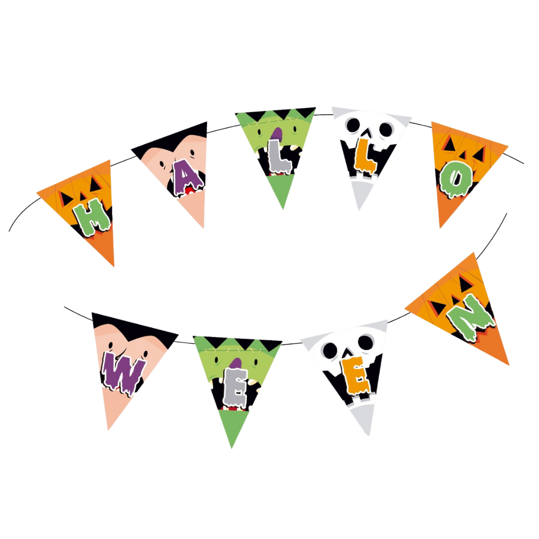 Banderín Triángulo Halloween Caras (x1u)