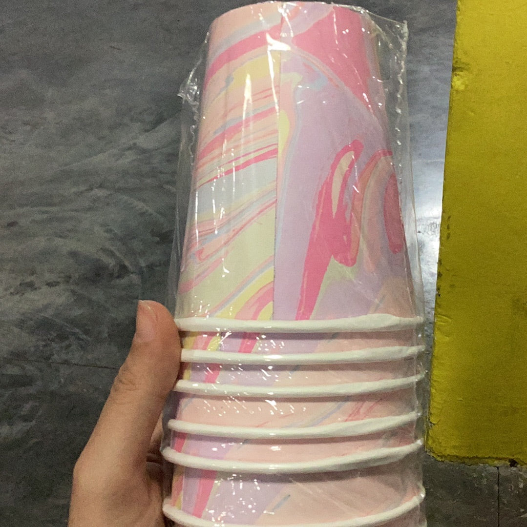 CUP/VASO 12OZ PPR PASTEL MARBLE