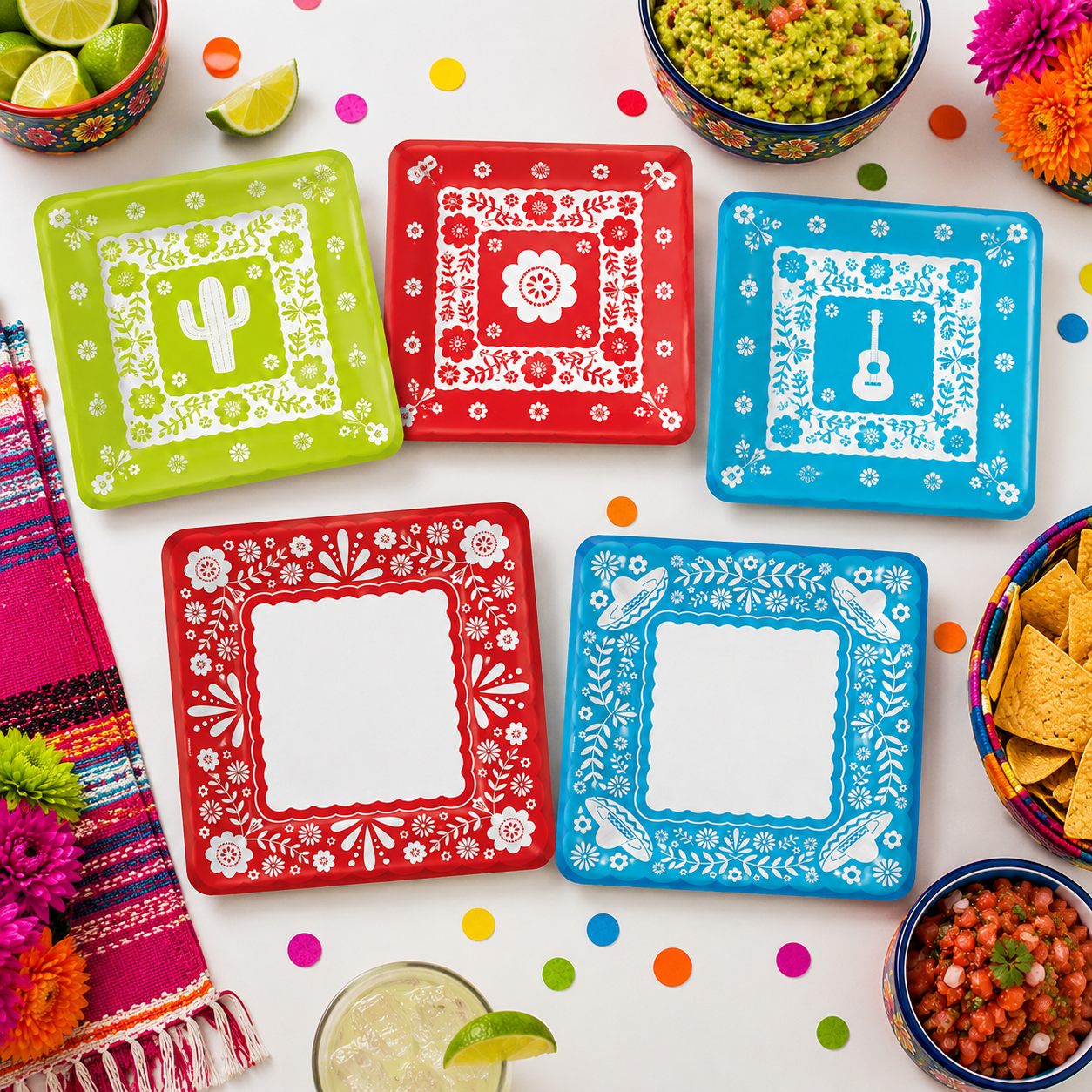 Mexican Viva la Party Square Plates (x8u)