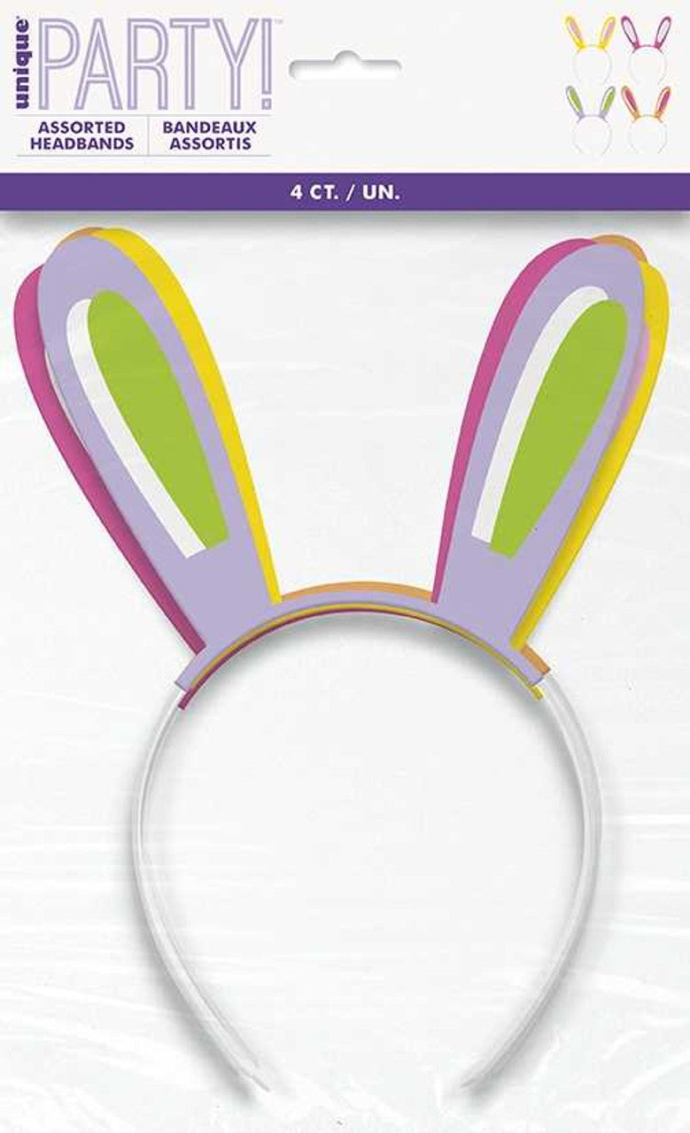 Diademas de Plástico Orejas de Conejo (x4u)