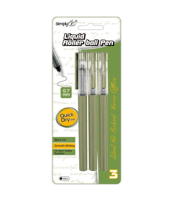 Liquid Roller Ball Pens Black Ink 3ct